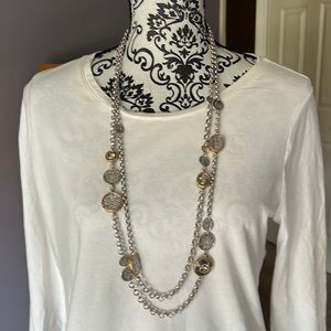 Chicos Silver and Gold Double String Necklace